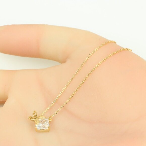 Elegant Rose Gold Necklace with Crystal Leaf Charm, XPNL0404 - Picture 2 of 12